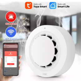 Czujnik dymu Tuya / SmartLife WiFi alarm dźwiękowy, alarm świetlny WiFi