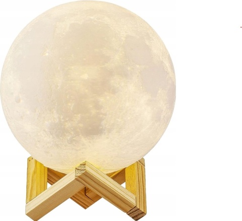DUŻA Lampa 3D „Księżyc” – Lampka Nocna LED z Akumulatorem | Ø17 cm, wys. 22 cm