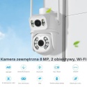 Zewnętrzna Kamera WiFi 4MP+4MP ICSEE – Dual Lens, Kolorowa Noc, Detekcja Ruchu