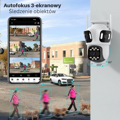 Zewnętrzna Kamera FULL HD TRZY OBIEKTYWY WiFi 12MP Aplikacja ICSEE