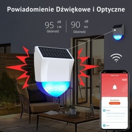 Zewnętrzna Solarna Syrena Alarmowa WIFI - SMART LIFE - TUYA