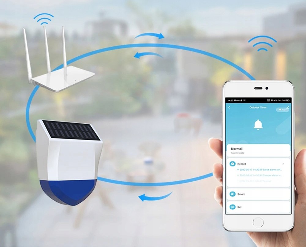 SYRENA ALARMOWA SOLARNA ZEWNĘTRZNA 95DB BEZPIECZEŃSTWO ZIGBEE TUYA Marka Tuya